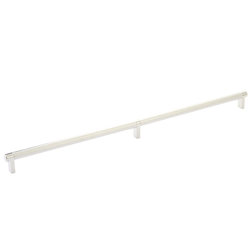 Poignée d'armoire Emtek Select avec tige rectangulaire et barre lisse, Knurled Bar Polished Nickel, 20"