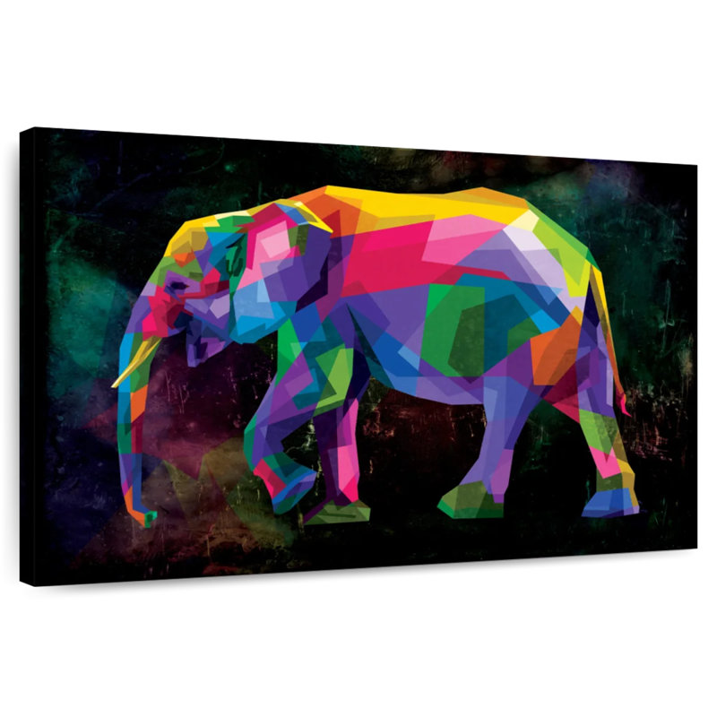 Éléphant géométrique, H 34 po x l 51 po