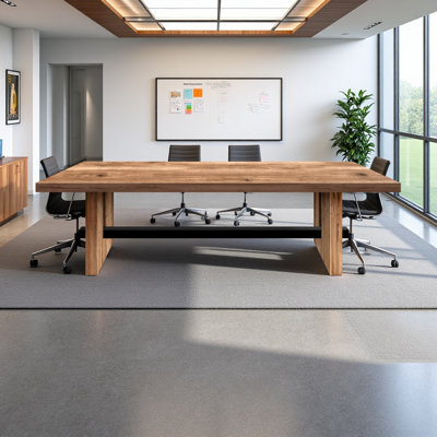Modern Industrial Style Solid Wood Conference Tabl