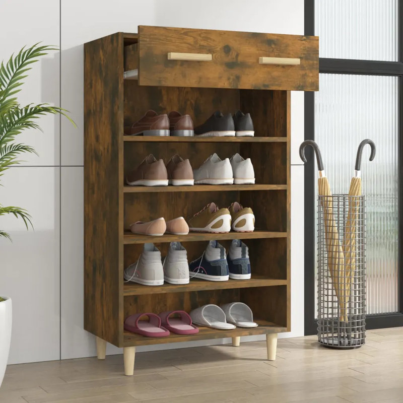 10 Pair Shoe Storage Cabinet, Smoked oak