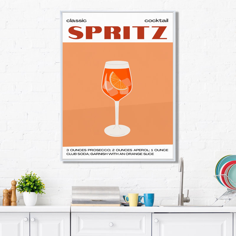 Orange Spirz Cocktail Party - Art mural cocktails, H 44 po x l 34 po, Toile tendue