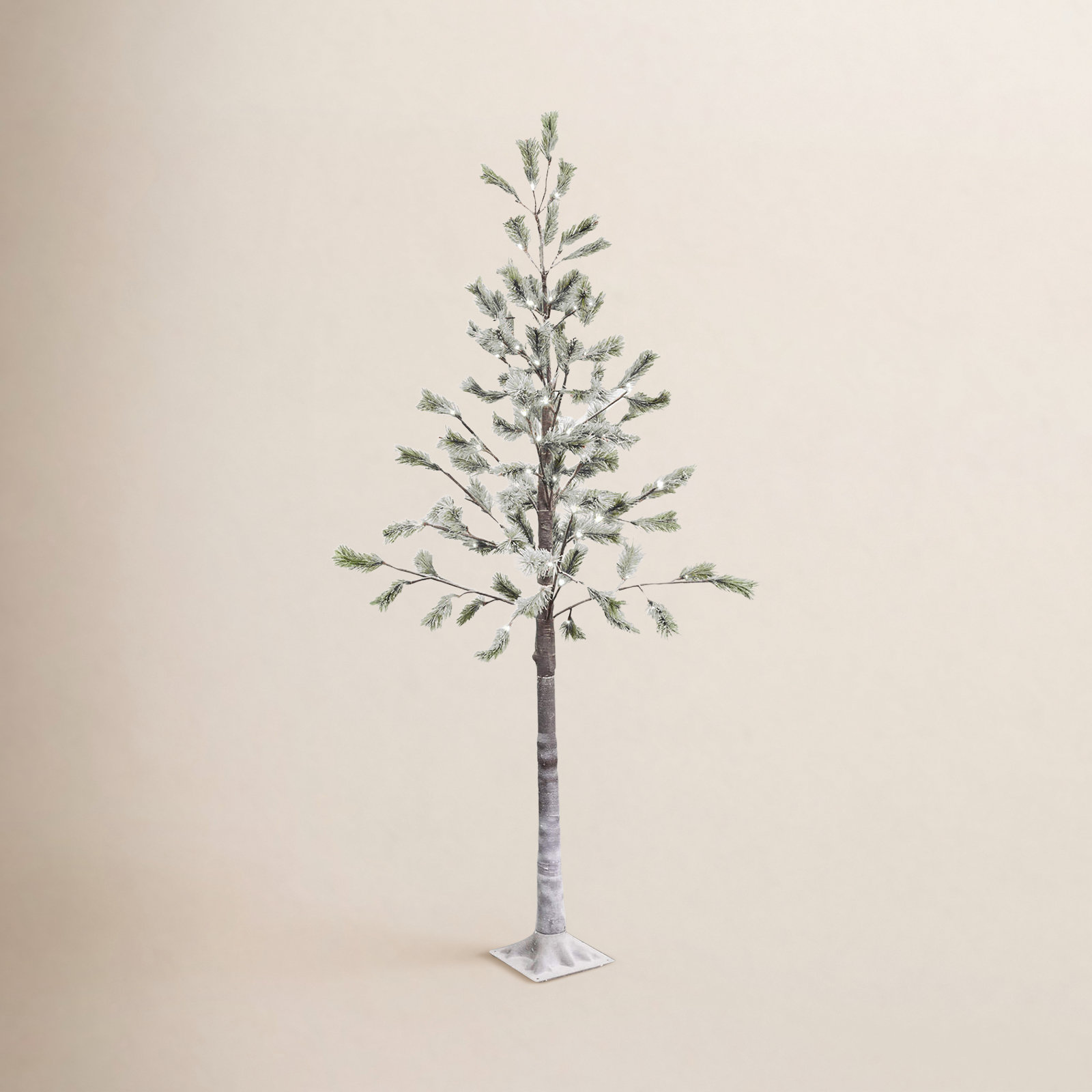 Lit Snowy Pruned Pine Tree; Multicolored, 6.1" H x 28" W x 28" D