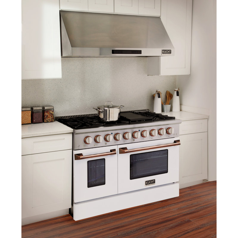 Freestanding Gas Range with Convection Oven, White/Rose, Natural Gas