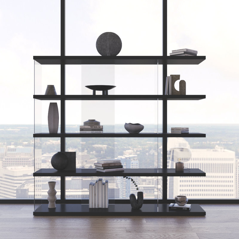 Gravity 70.9" Bookcase with Matte Finish, Black