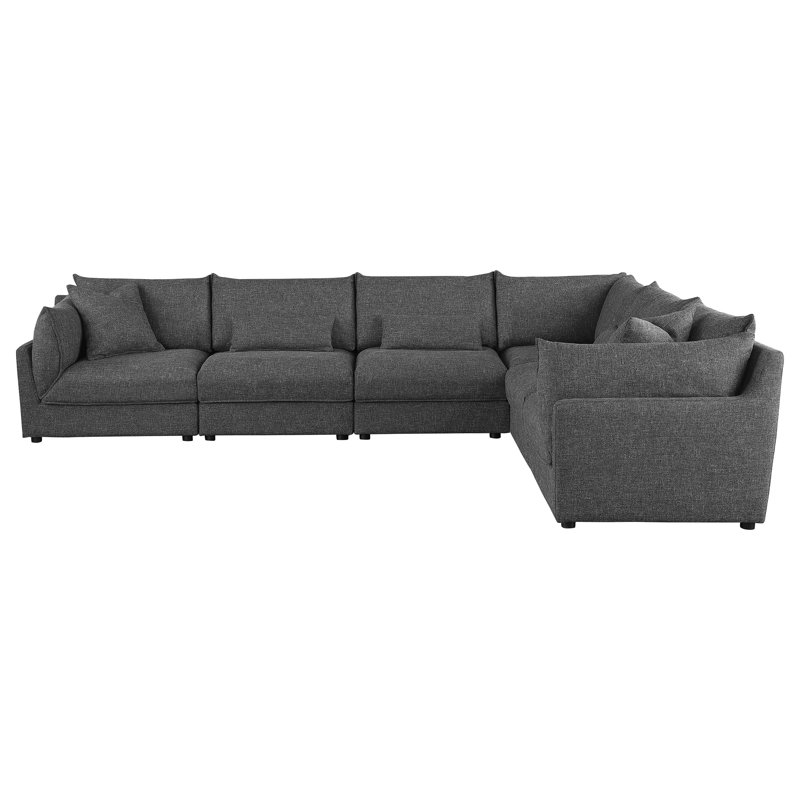 Canapé modulaire rembourré 5 pièces Gid Barely Black Gid, H 35 po x l 146,5 po x P 111,5 po