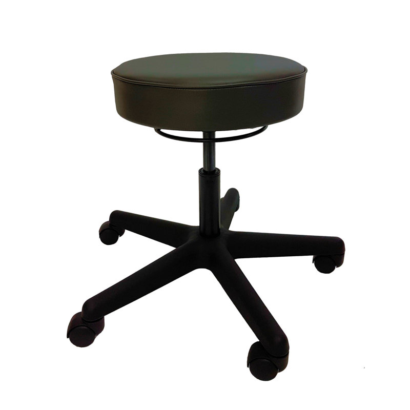 Tabouret rond en vinyle Kyzin, Gris foncé