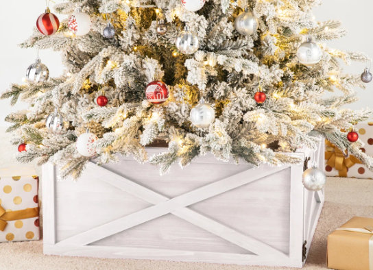 white wood christmas tree collar