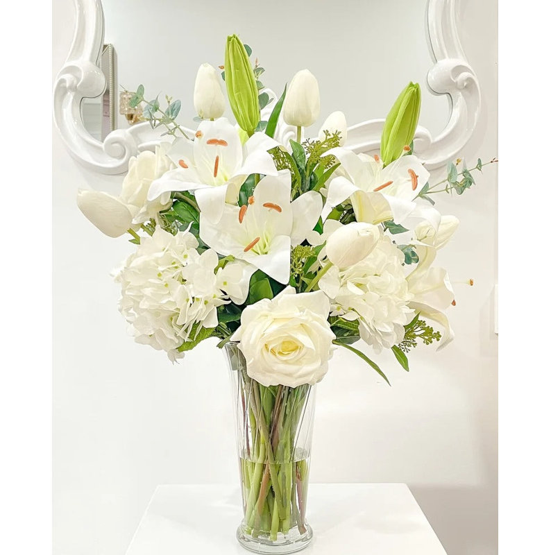 Lilies Real Touch Artificial Flowers in Vase