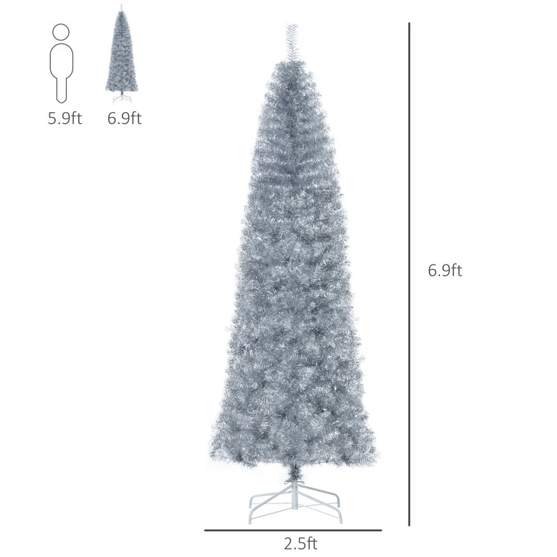Arbre de Noël argenté argenté, H 7 pi