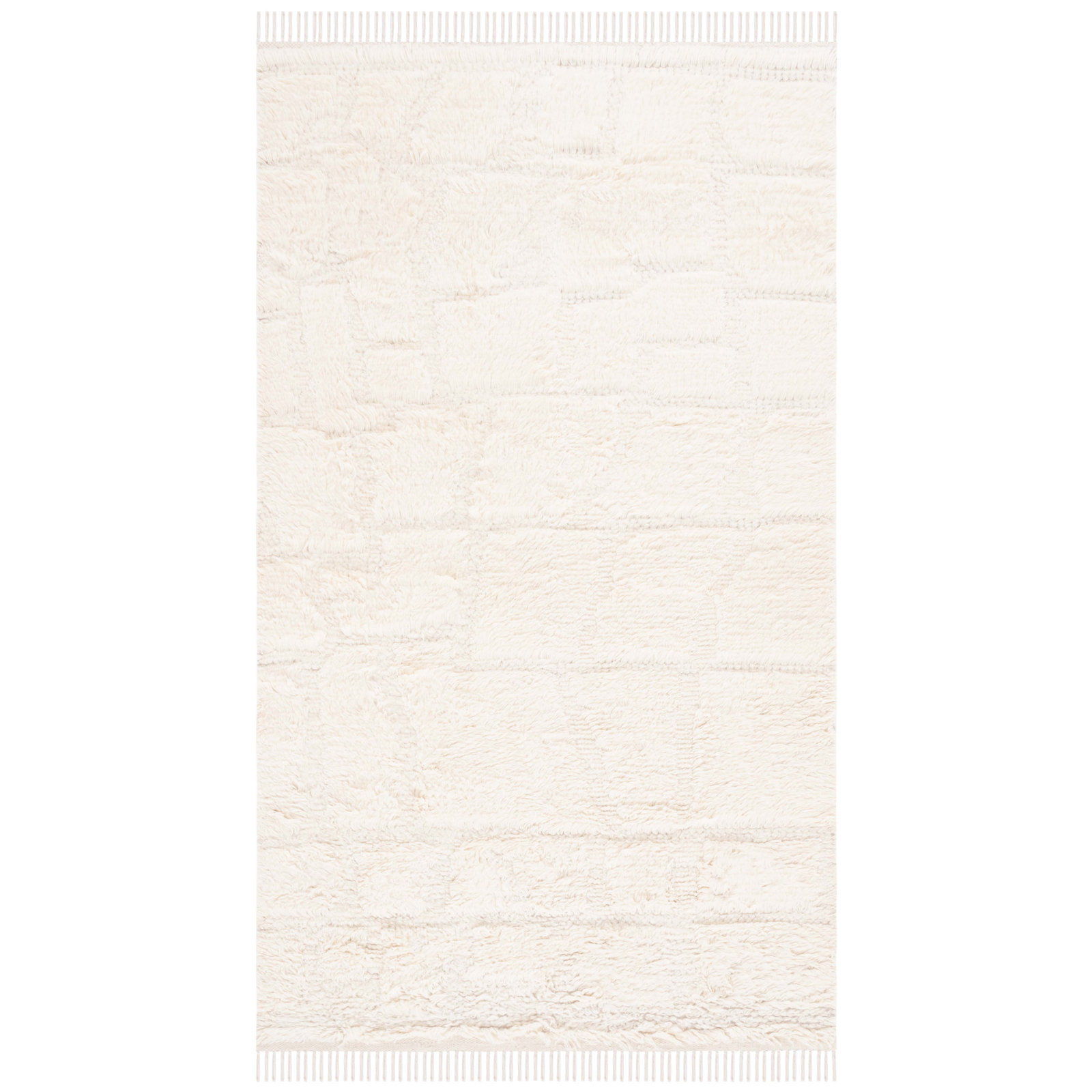 Azreal Ivory Hand-Woven Wool Rug, Rectangle 6' x 9'
