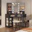Dressing Table with Motion Sensor 3-colour lighting, Charging Socket, Storage Drawers and Stool-1480417175