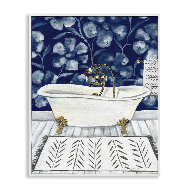 «Bold Blue Bathaign», estampe numérique par Yvette St. Amant, Giclée encadrée blanc bord de mer, H 14 po x l 11 po