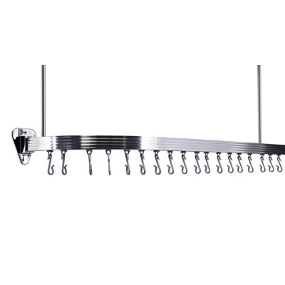 170cm Curved Fixed Shower Curtain Pole & Hook Set