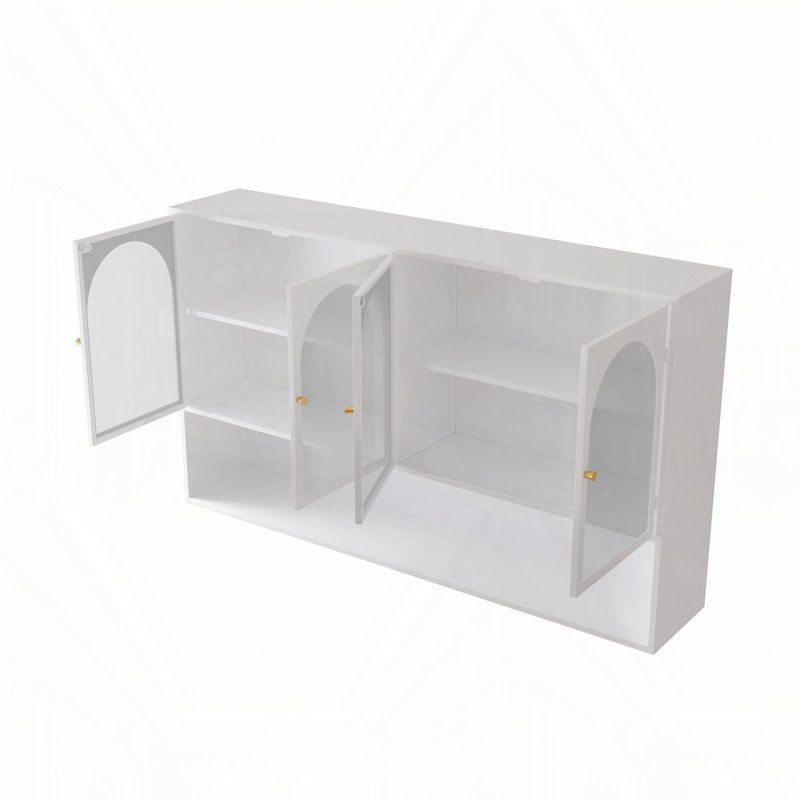 Armoire murale en verre, Doré, Blanc