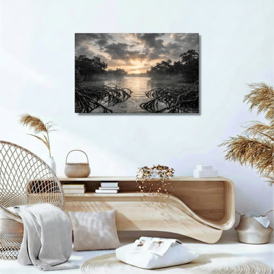 Coucher de soleil sur la rivière, ensemble de 1 reproduction d'art sur toile