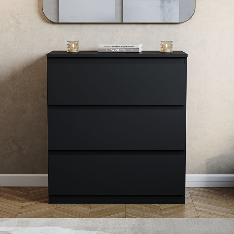 Cunha 70cm W 3 - Drawer Chest of Drawers, Black