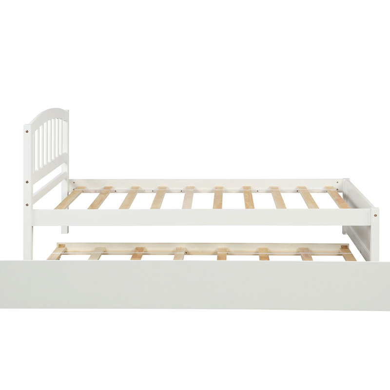 Lit plateforme simple blanc avec lit gigogne en bois massif pour un lit gigogne enchanteur