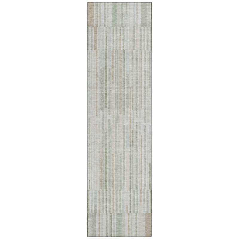 Machine Washable Indoor/Outdoor Xhevrie Sage Rug, Runner 2'3" x 7'6"
