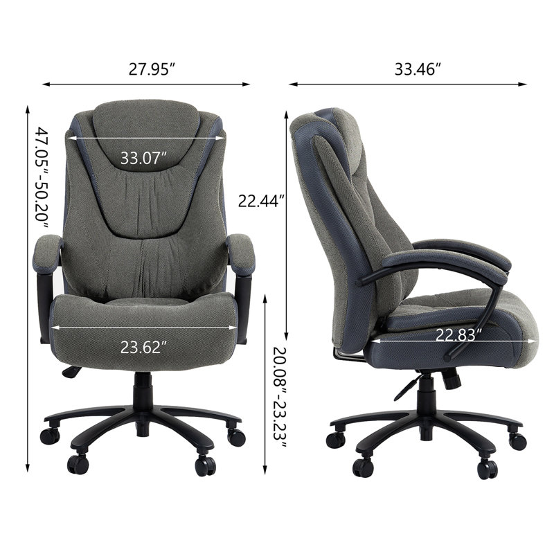 Fauteuil de bureau en tissu de coton à haut dossier et doux pour la peau qui peut être élevé et abaissé