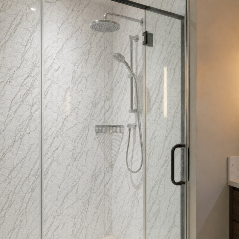 Hex Mini - MirroFlex - Panneaux muraux de baignoire et douche, Marble