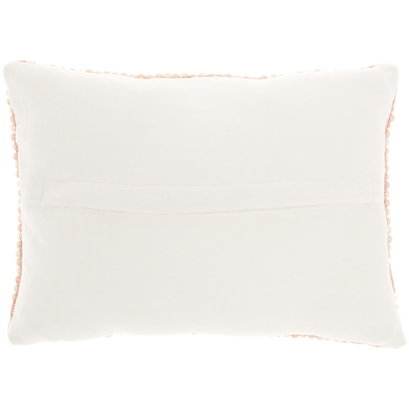 Ivory and Gold Beaded Lumbar Throw Pillow 10" x 14"