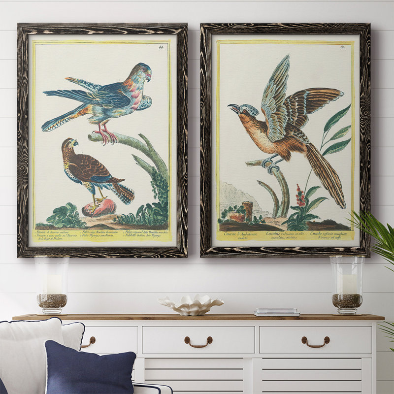 Toile encadrée Pastel Birds III-Premium - prête à être accrochée, H 27,5 po x l 75 po x P 1,5 po, Noir