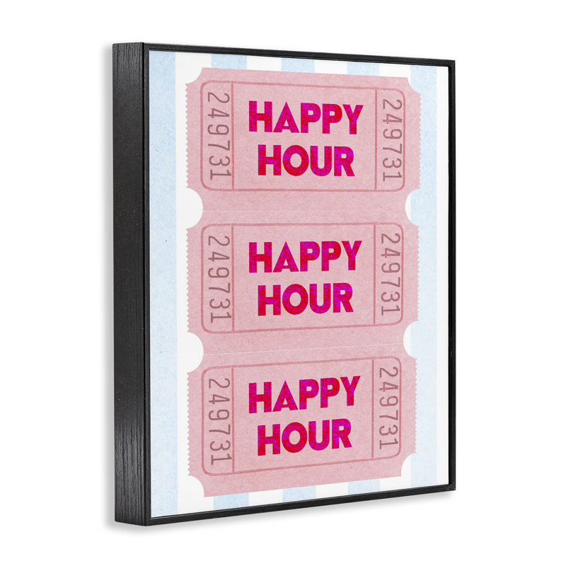 «Happy Hour» rose, art de la giclée encadrée, par Lil 'Rue, H 20 po x l 16 po, Giclée encadrée noir minuit