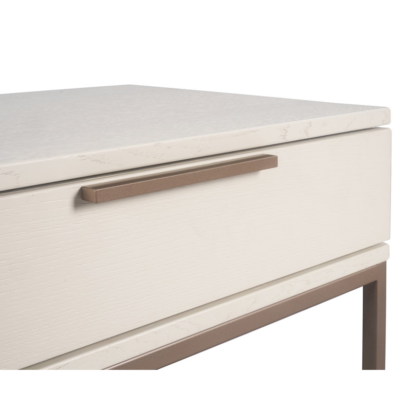 Table de chevet 1 tiroir en métal Sandisfield, Cream/Rose Gold