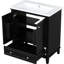 Armoire de salle de bain 30 po - noir, bois massif et espace de rangement réglable en bois noir, portes fonctionnelles et tiroir-1074570833