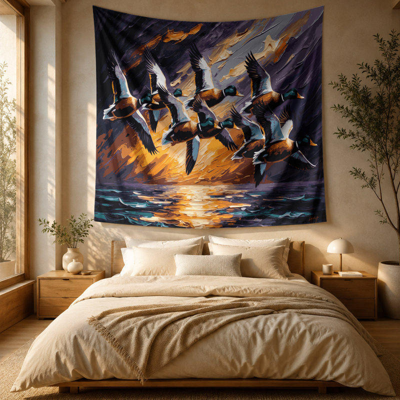 Tapisserie murale oiseaux colvert, 51 po x 60 po