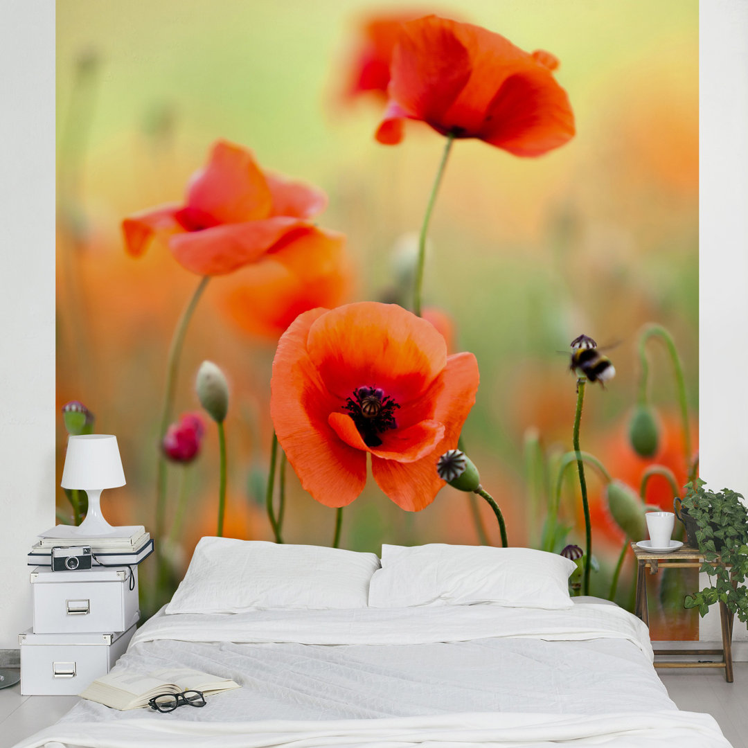 Tapete Roter Sommermohn 1.92m x 192cm