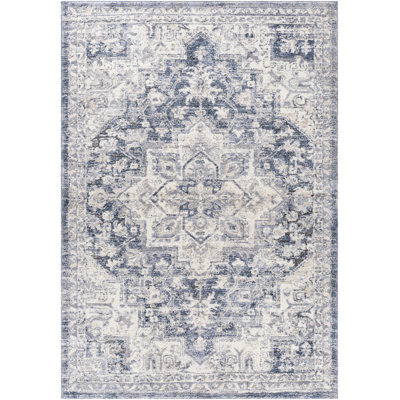 Hodder Machine Woven Oriental Blue Area Rug
