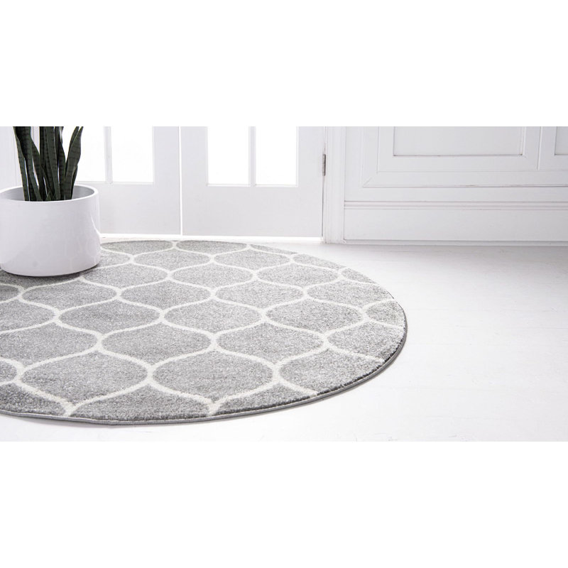 Tapis contemporain Tellaro couleur cendré, Rond 5 pi