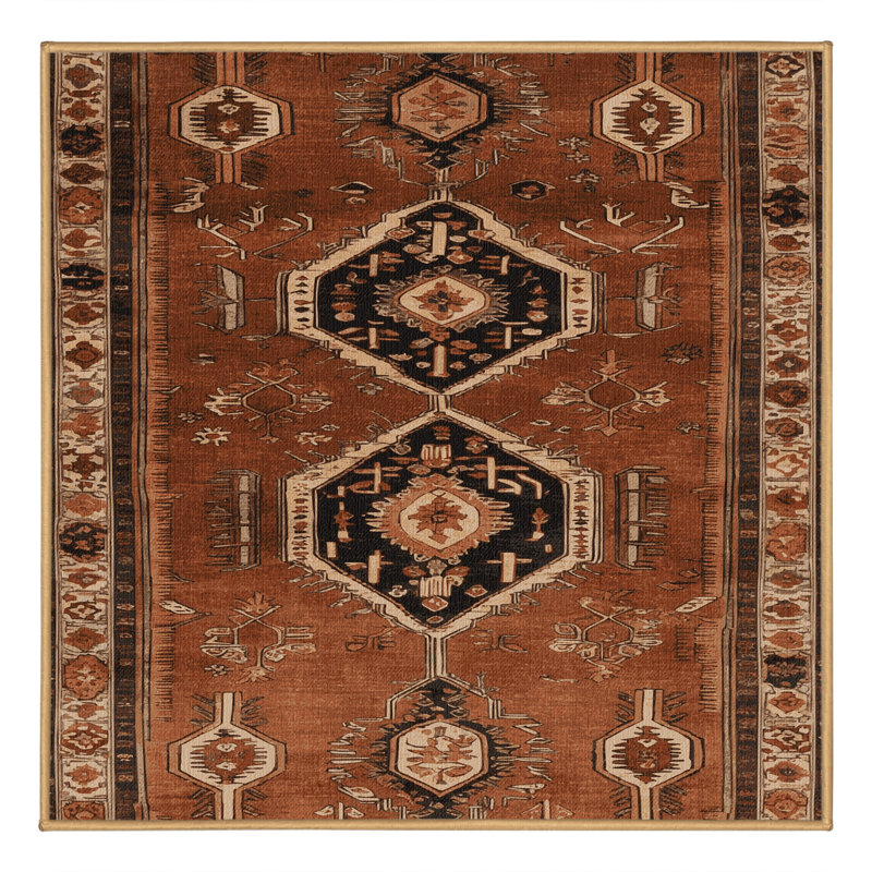Machine Washable Turkish Brown Area Rug, Square 6'