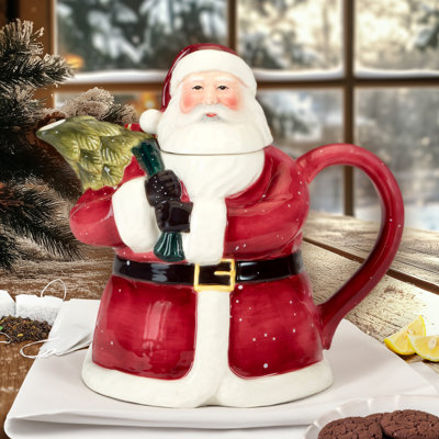 Santa's Secret 3-D Teapot - Santa 7" x 5.125" x 7" 28oz