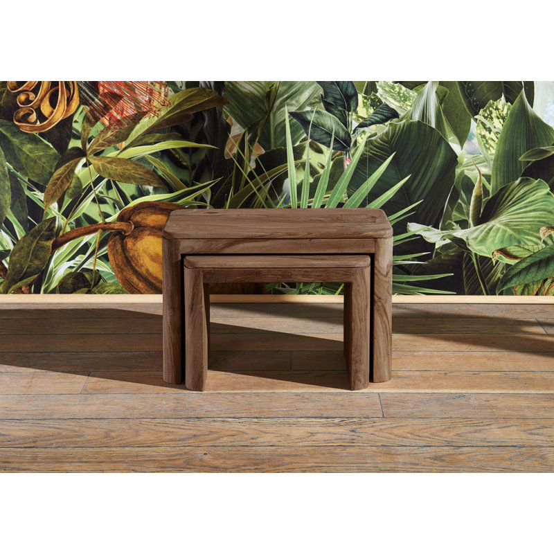 Toronto Solid Wood Sled Nesting Tables, Smoked Cherry 
