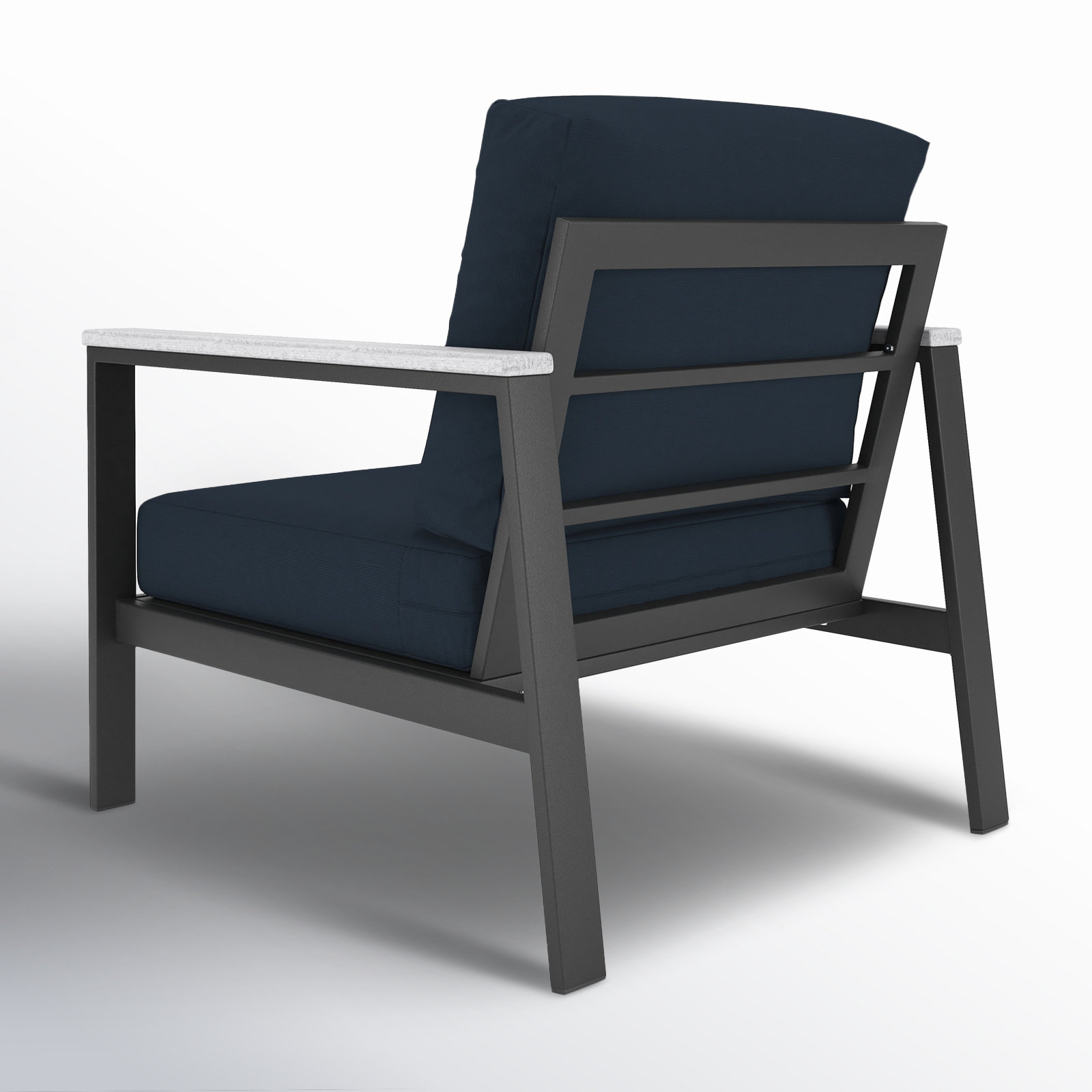 Townsend Outdoor Patio Lounge Chair with Sunbrella Cushions, Canvas Navy Sunbrella® Canvas, White, Yes