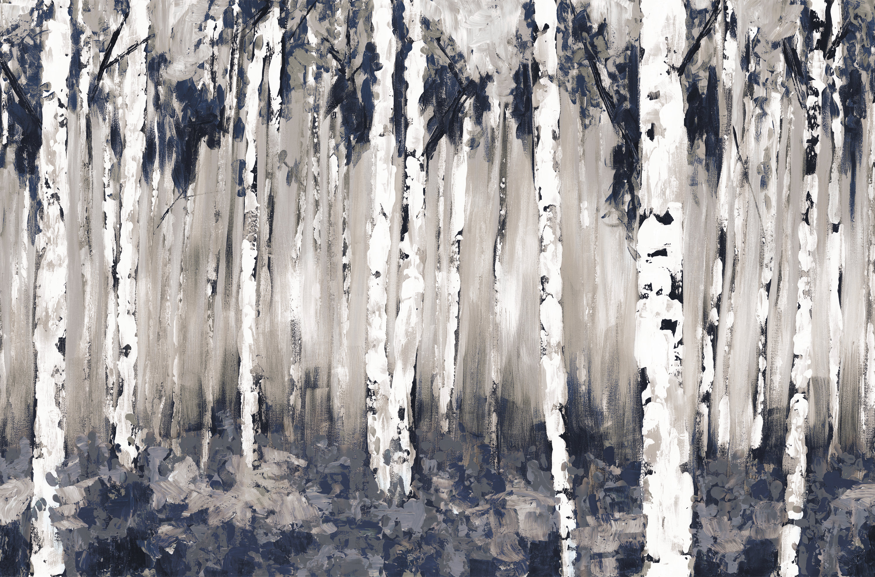 Union Rustic Navy Birch Trees - Wrapped Canvas Print & Reviews | Wayfair