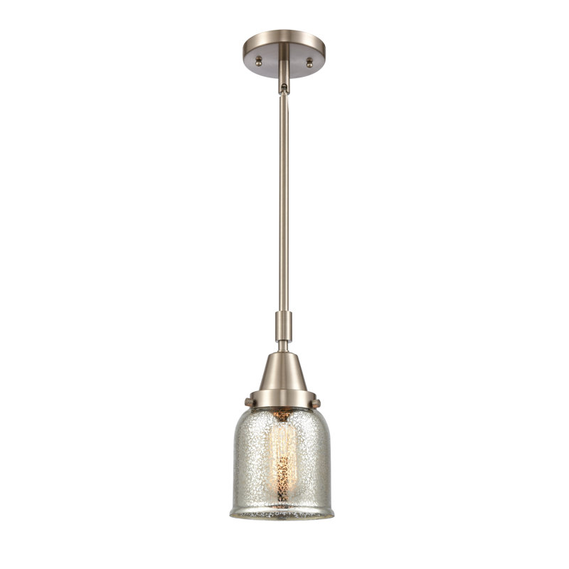Luminaire suspendu 1 lumière à une cloche, H 44,12 po x l 5 po x P 5 po, Argent mercuré plaqué, Nickel satiné brossé