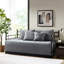 Housse de lit de jour réversible à carreaux gris - Ensemble de 6 pièces comprenant une housse, des taies d'oreiller et un coussin décoratif. Garnissage 90 % coton, lavable à la machine. Imprimé de 15 cm (6 pouces) et retombée de 43 cm (17 pouces). Tissu mélangé.