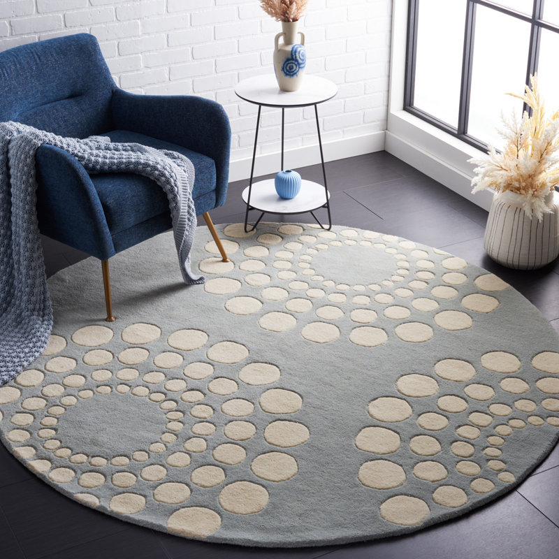 Campion Soho Hand Tufted Wool And Viscose Geometric Rug, Round 6'