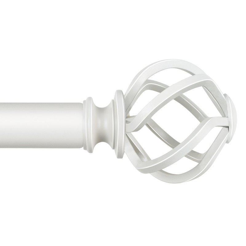 Tringle à rideaux simple réglable de 36 à 72 po Aref, 72" - 144", Ivoire blanc