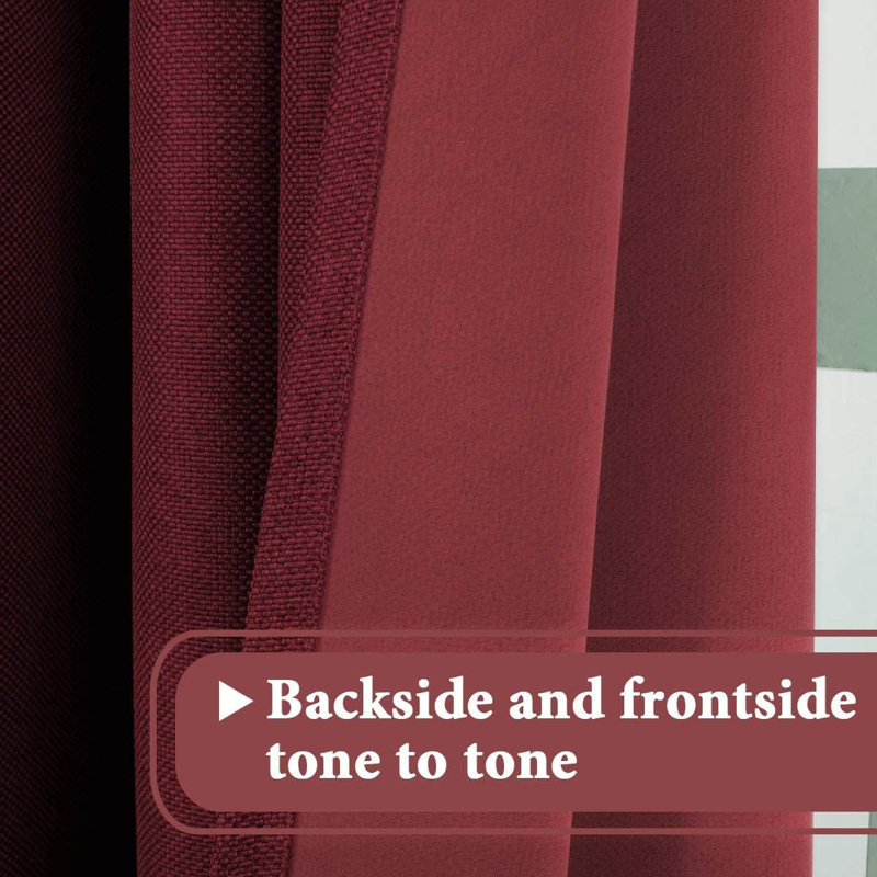 Linen Blackout Curtain for Bedroom/Living Room Thermal Insulated Grommet Linen Look Curtain Drapes Primitive Textured Burlap Effect Window Drapes 1 Panel