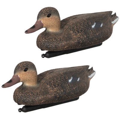 Gardenized Realistic Speckled Duck Decoy For Hunting - Lifelike Low-profile Field Design With Detailed Feather Pattern - Stationary Waterfowl Attractor For Land, Shoreline And Marsh, Set Of 2