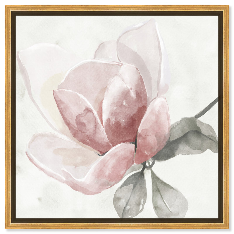 Gold Framed Blush Rose Canvas Print, 13 x 13 inches
