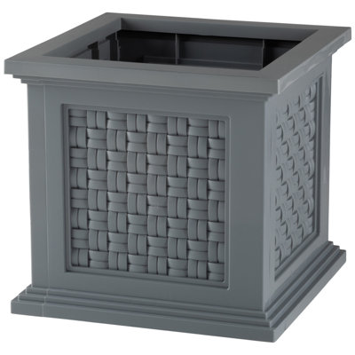 Boîte à fleurs en faux rotin 14,65 po Pure Garden, gris