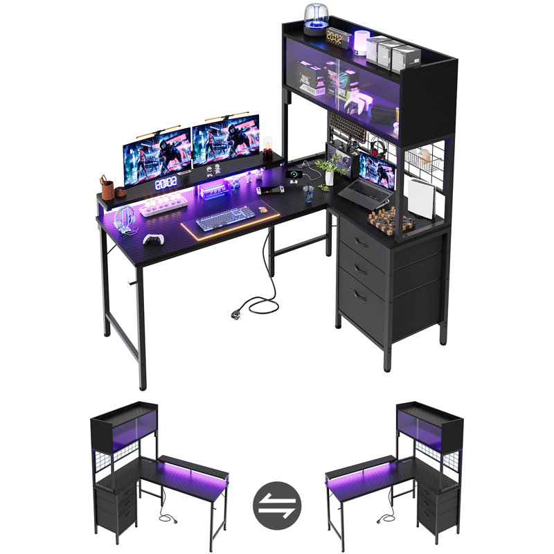 L-Shaped Metal Base Computer Desk
