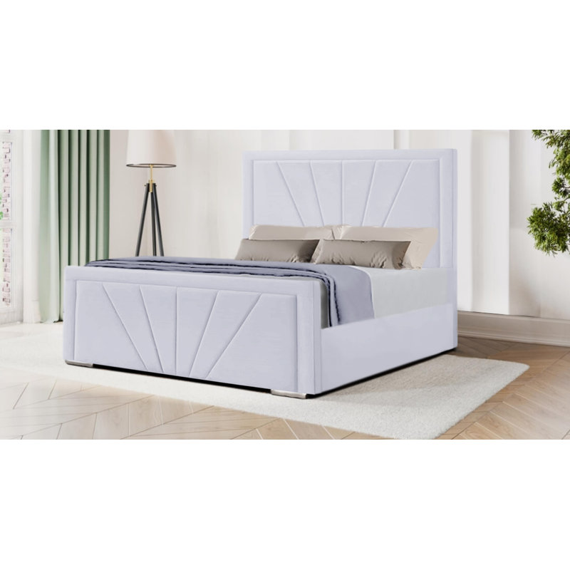 Valeria Upholstered Bed, White, Double