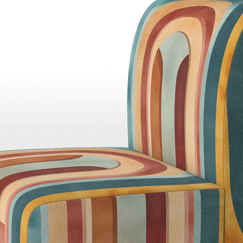 Chaise rembourrée à motif géométrique abstrait, Pantoufle sans accoudoirs