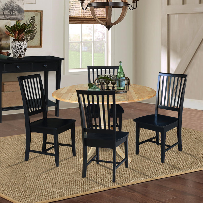 Lyle Drop Leaf Solid Wood Dining Set, 5